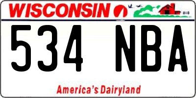 WI license plate 534NBA