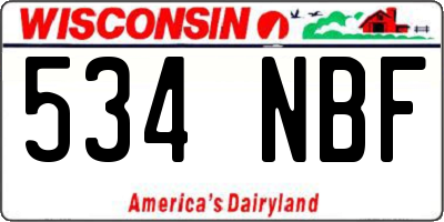 WI license plate 534NBF