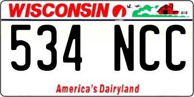 WI license plate 534NCC