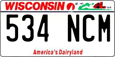 WI license plate 534NCM