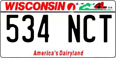 WI license plate 534NCT