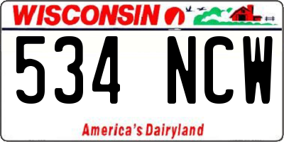 WI license plate 534NCW