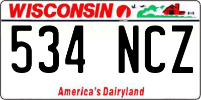 WI license plate 534NCZ