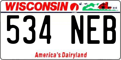 WI license plate 534NEB