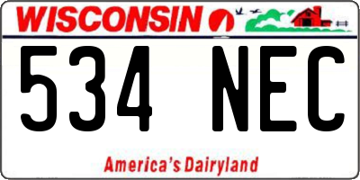 WI license plate 534NEC