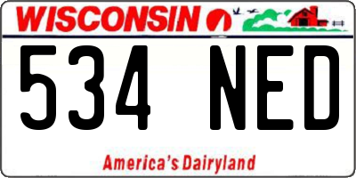 WI license plate 534NED