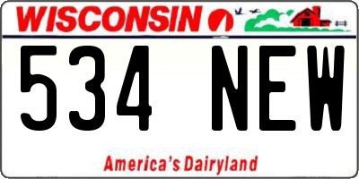 WI license plate 534NEW