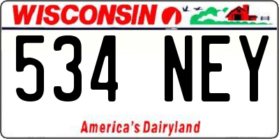 WI license plate 534NEY