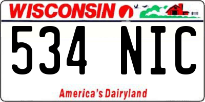 WI license plate 534NIC