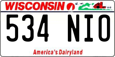 WI license plate 534NIO