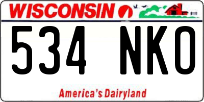 WI license plate 534NKO