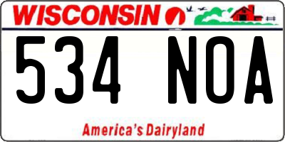 WI license plate 534NOA
