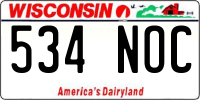 WI license plate 534NOC