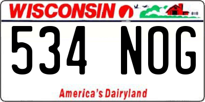 WI license plate 534NOG