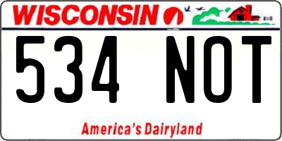 WI license plate 534NOT