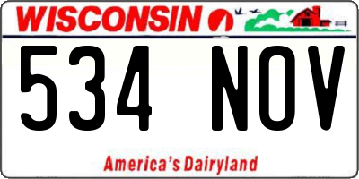 WI license plate 534NOV