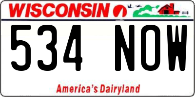 WI license plate 534NOW