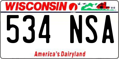 WI license plate 534NSA