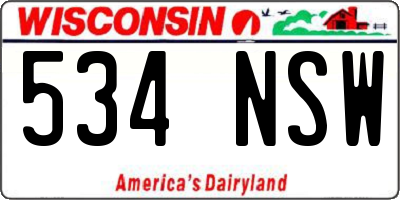 WI license plate 534NSW