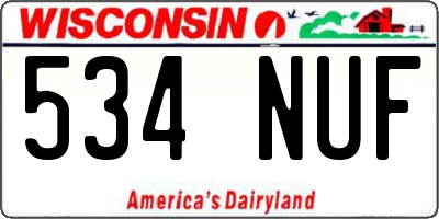 WI license plate 534NUF