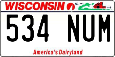 WI license plate 534NUM