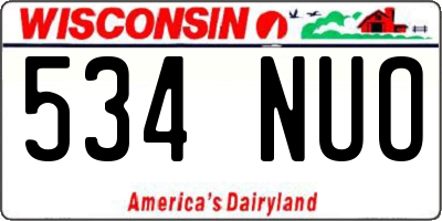 WI license plate 534NUO