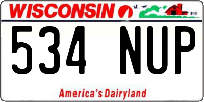 WI license plate 534NUP