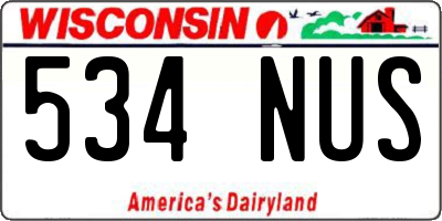 WI license plate 534NUS
