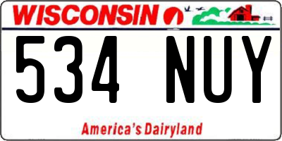 WI license plate 534NUY