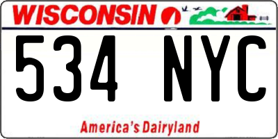 WI license plate 534NYC