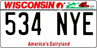 WI license plate 534NYE