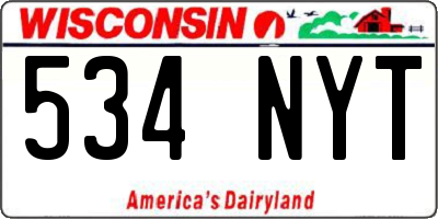 WI license plate 534NYT