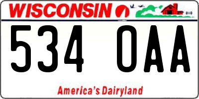 WI license plate 534OAA