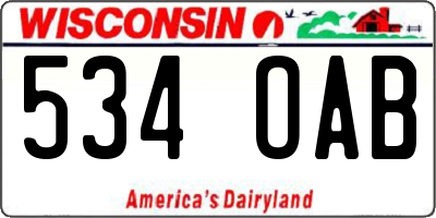 WI license plate 534OAB