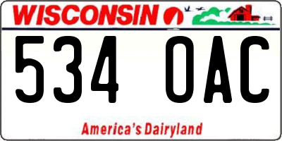 WI license plate 534OAC