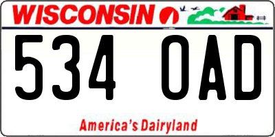 WI license plate 534OAD