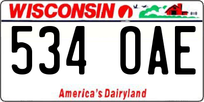 WI license plate 534OAE