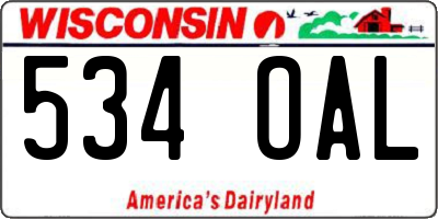 WI license plate 534OAL