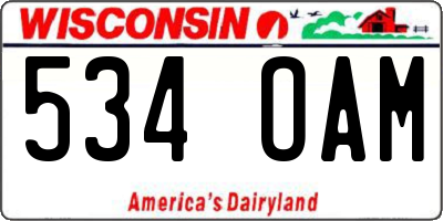 WI license plate 534OAM
