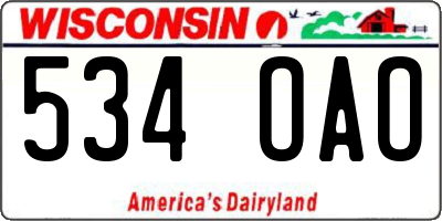 WI license plate 534OAO