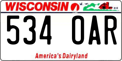 WI license plate 534OAR