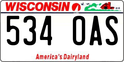 WI license plate 534OAS