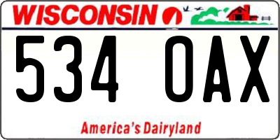 WI license plate 534OAX