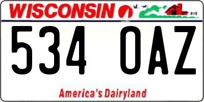 WI license plate 534OAZ