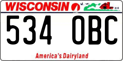 WI license plate 534OBC