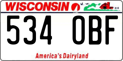 WI license plate 534OBF