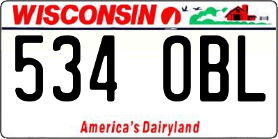 WI license plate 534OBL