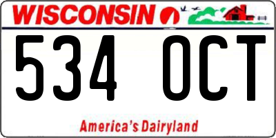 WI license plate 534OCT