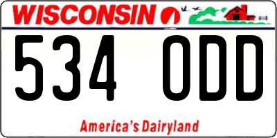 WI license plate 534ODD