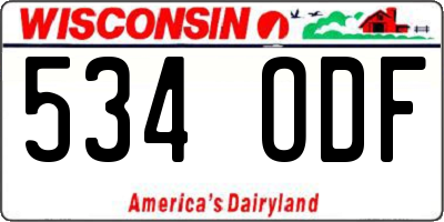 WI license plate 534ODF